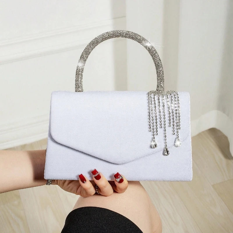 Diamond Dinner Bag – Crystal Tassel Evening Clutch | Luxury Banquet Handbag