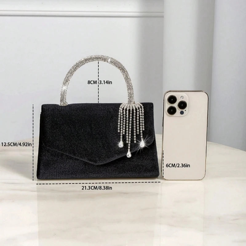 Diamond Dinner Bag – Crystal Tassel Evening Clutch | Luxury Banquet Handbag