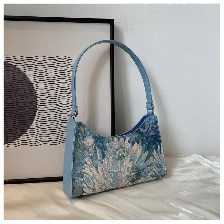Oil Painting Shoulder Bag – Artistic Mini Tote for Women