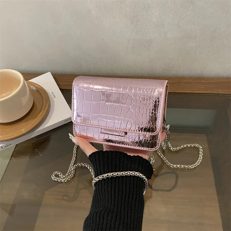 Rhombus Chain Mini Bag – Premium Metallic Crossbody for Women