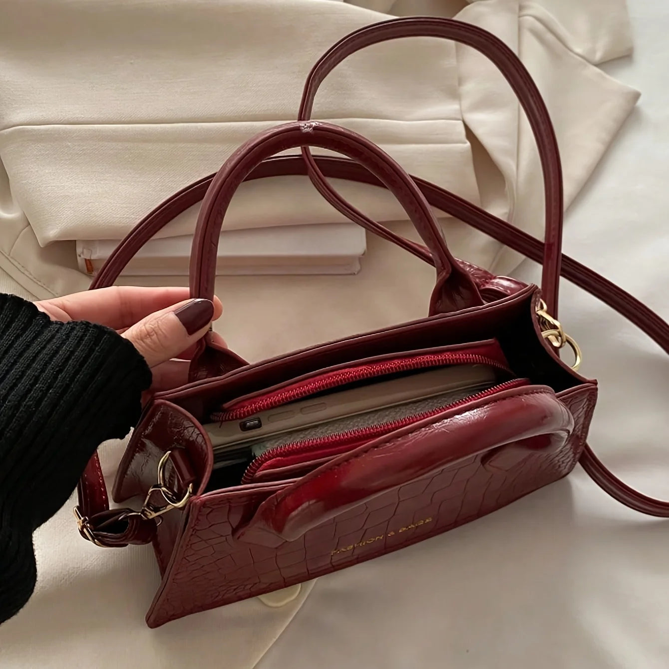 Burgundy Elegant Small Handbag