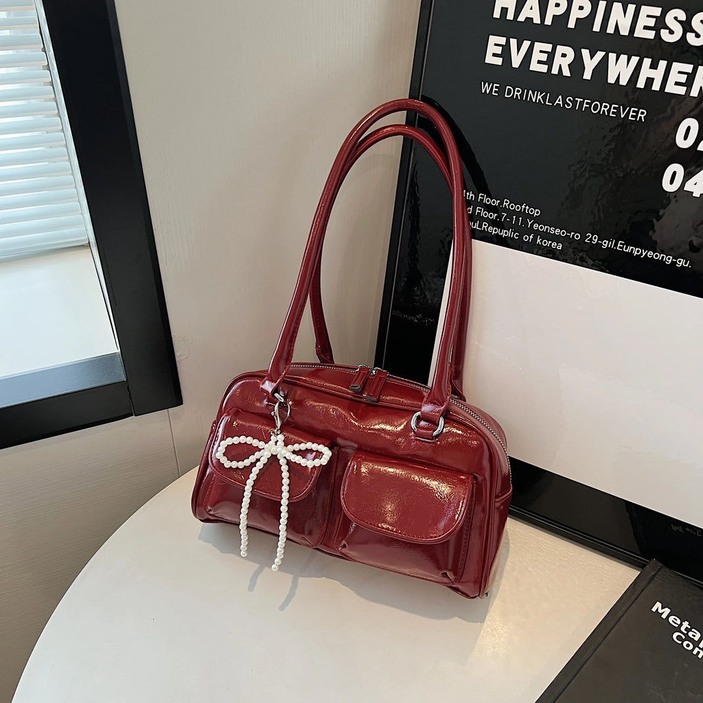 Vintage Burgundy Bow Handbag