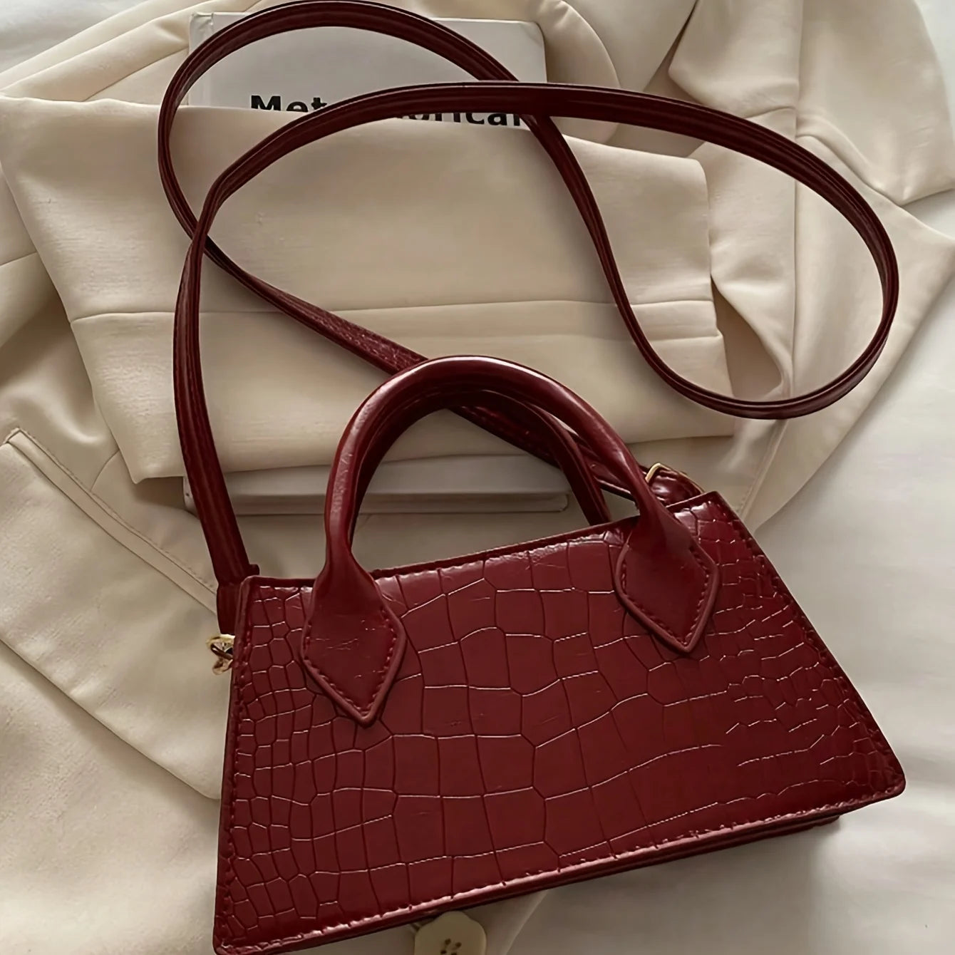 Burgundy Elegant Small Handbag