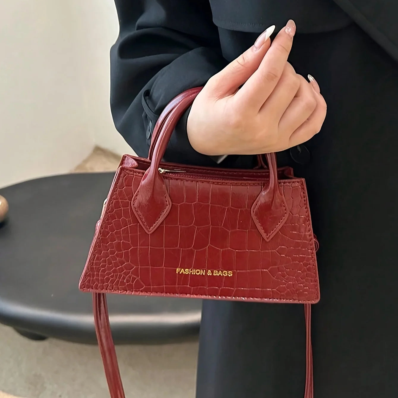 Burgundy Elegant Small Handbag
