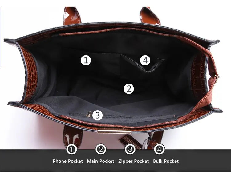 Luxury Crocodile Pattern Handbag