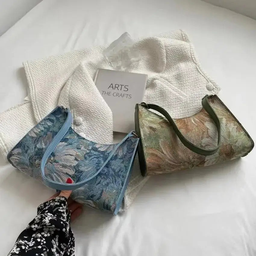 Oil Painting Shoulder Bag – Artistic Mini Tote for Women