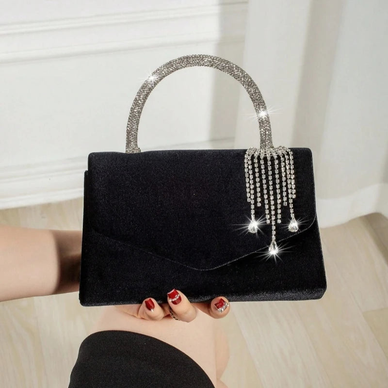 Diamond Dinner Bag – Crystal Tassel Evening Clutch | Luxury Banquet Handbag