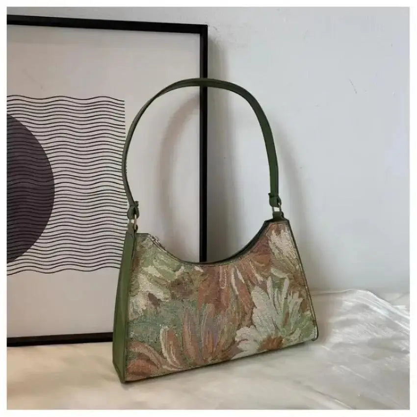 Oil Painting Shoulder Bag – Artistic Mini Tote for Women