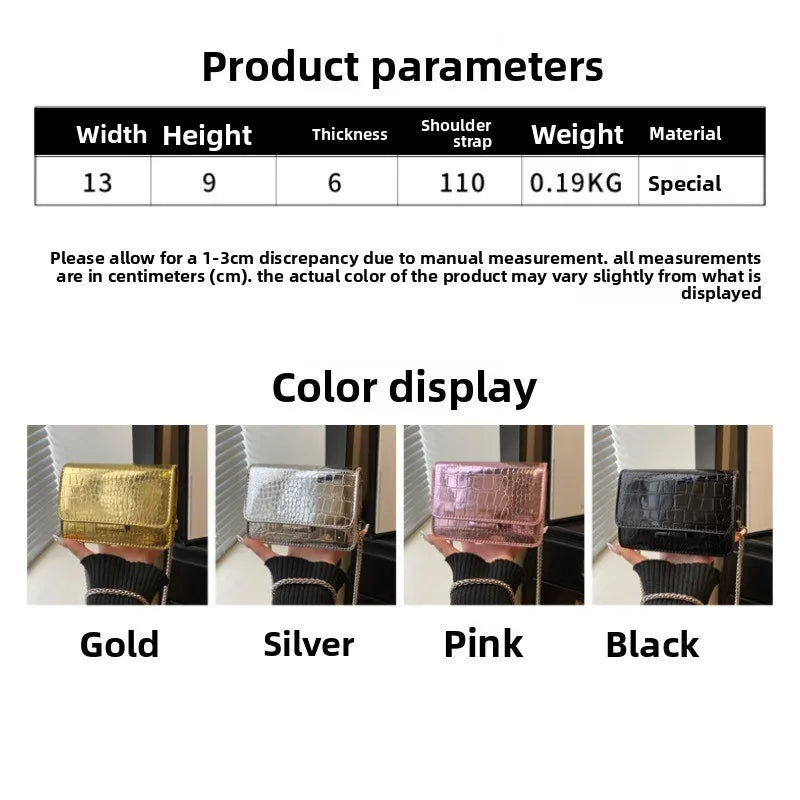 Rhombus Chain Mini Bag – Premium Metallic Crossbody for Women