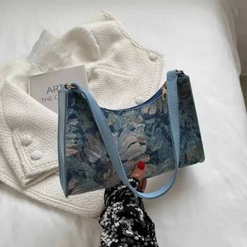 Oil Painting Shoulder Bag – Artistic Mini Tote for Women