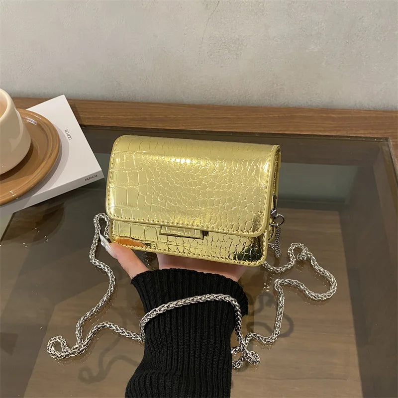 Rhombus Chain Mini Bag – Premium Metallic Crossbody for Women
