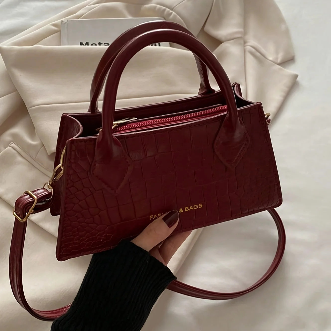 Burgundy Elegant Small Handbag