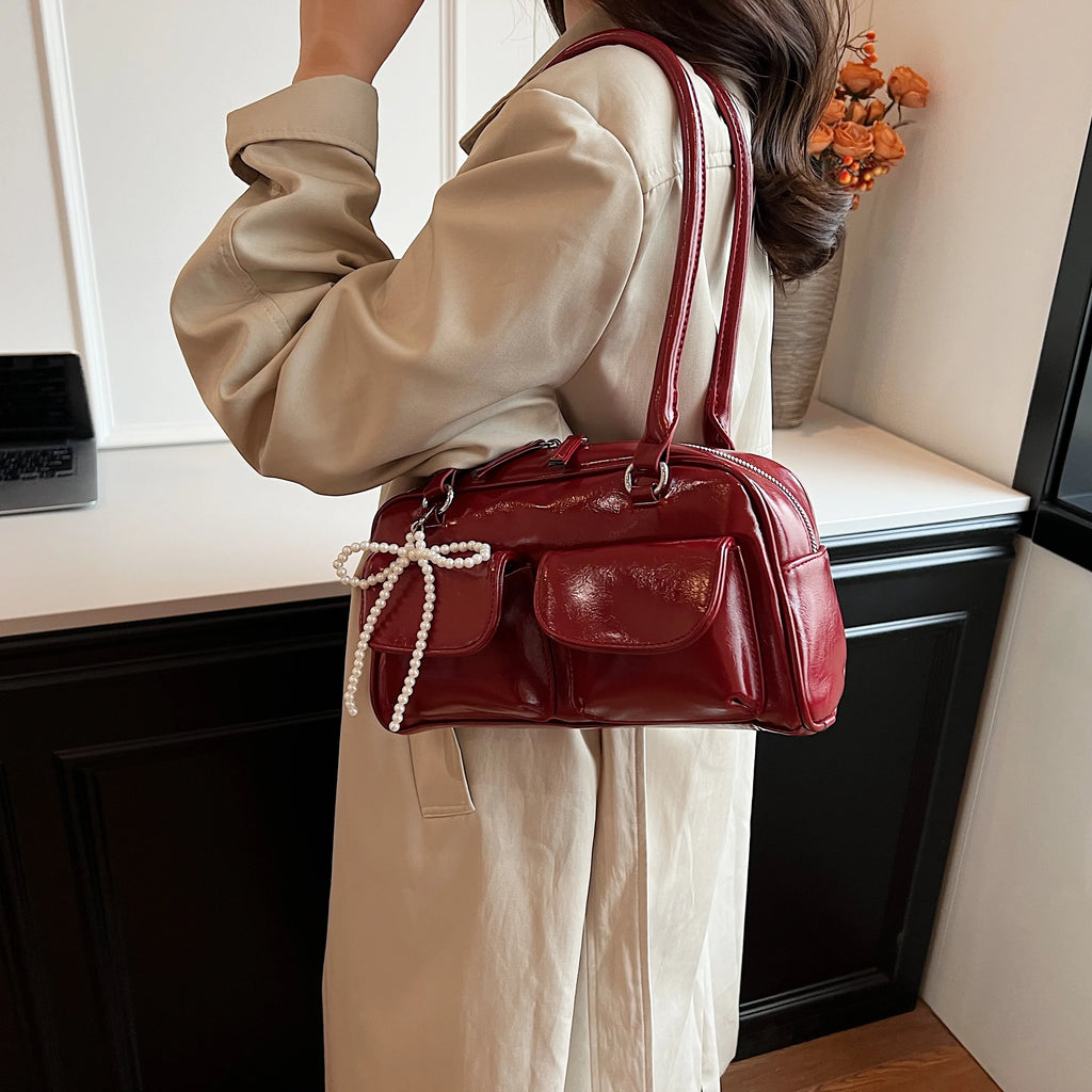 Vintage Burgundy Bow Handbag