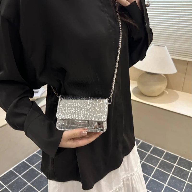 Rhombus Chain Mini Bag – Premium Metallic Crossbody for Women