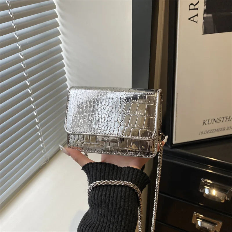 Rhombus Chain Mini Bag – Premium Metallic Crossbody for Women