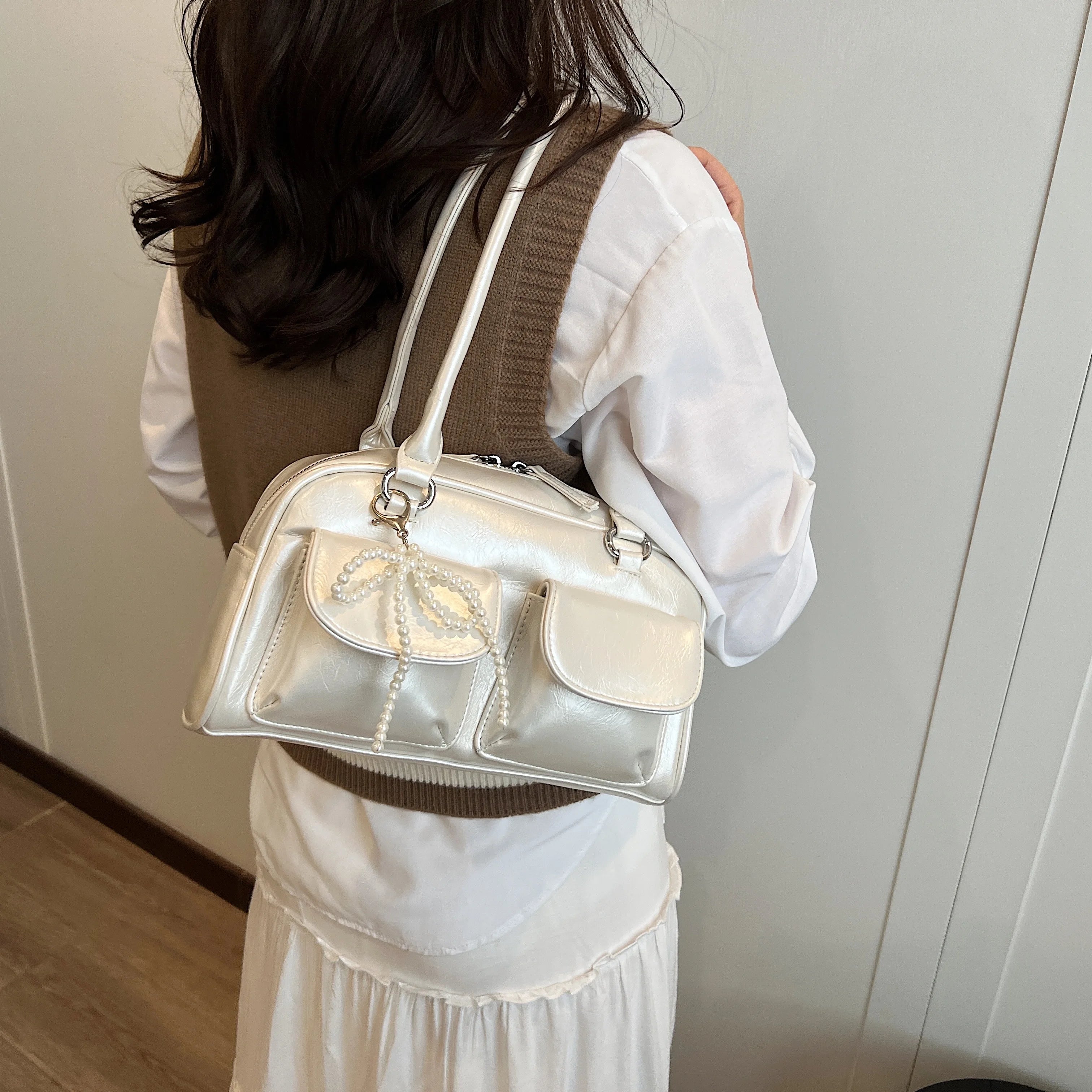 Vintage Burgundy Bow Handbag