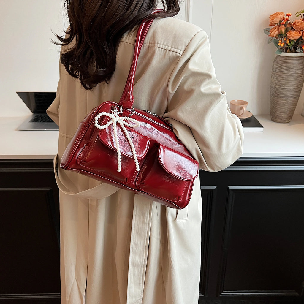 Vintage Burgundy Bow Handbag