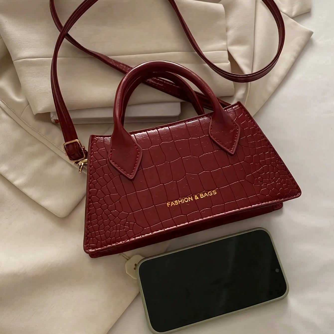 Burgundy Elegant Small Handbag